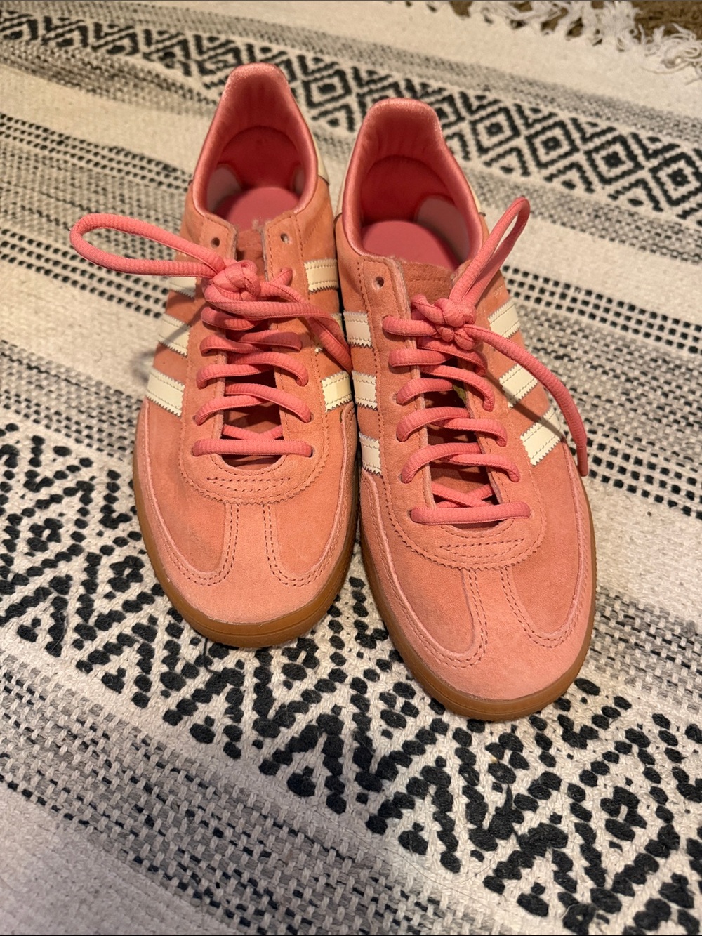 adidas Pink Suede Sneakers with Cream Stripes - Picture 7 of 7